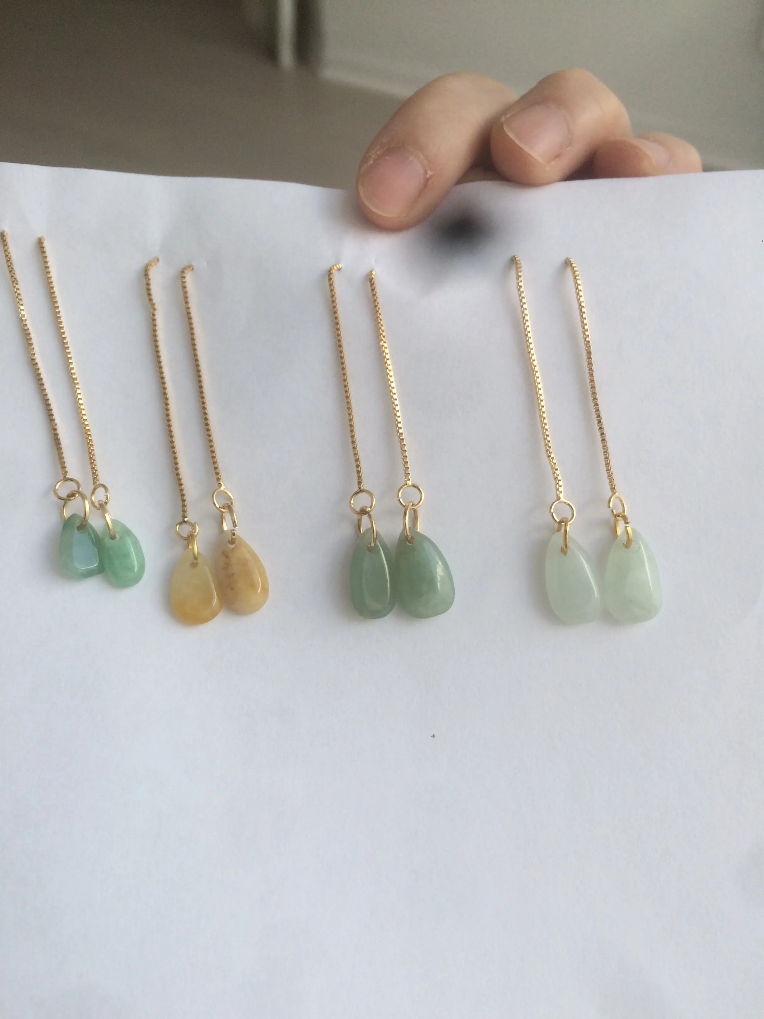 100% Natural sunflower seeds dangling jadeite Jade earring AB51 (Add on item. No sale individually)