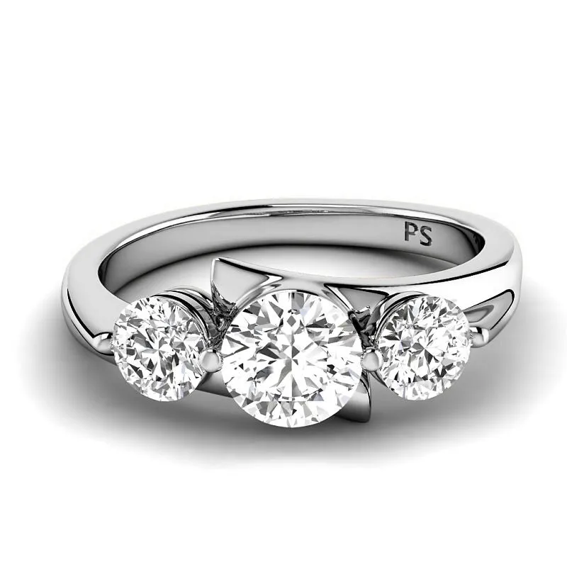 1.10-3.60 CT Round Cut Lab Grown Diamonds - Three Stone Ring