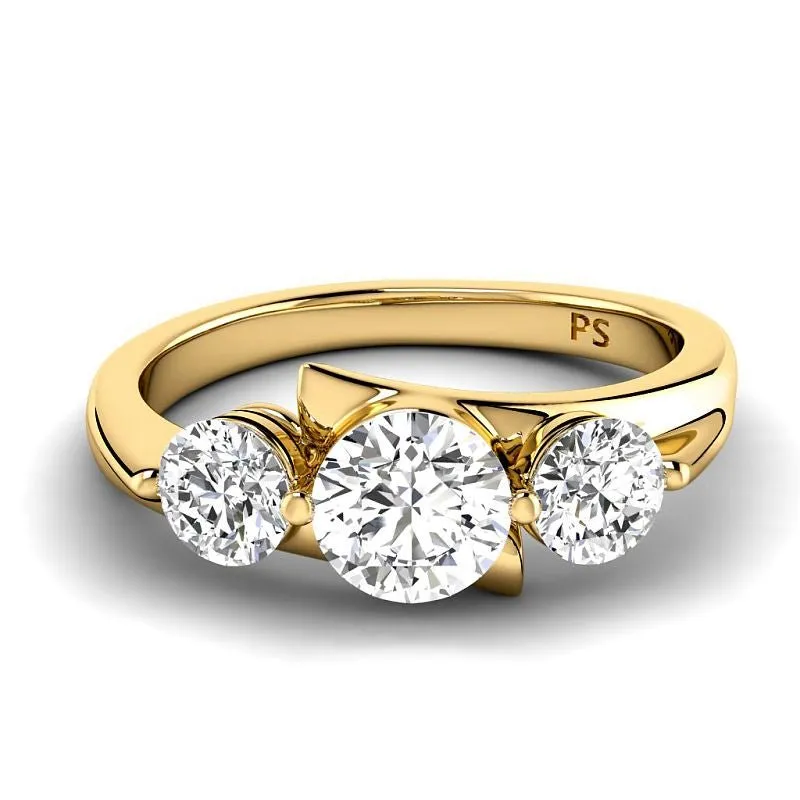 1.10-3.60 CT Round Cut Lab Grown Diamonds - Three Stone Ring