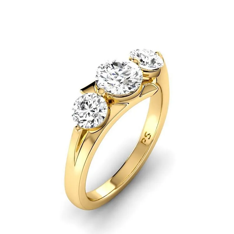 1.10-3.60 CT Round Cut Lab Grown Diamonds - Three Stone Ring