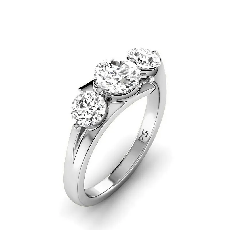 1.10-3.60 CT Round Cut Lab Grown Diamonds - Three Stone Ring