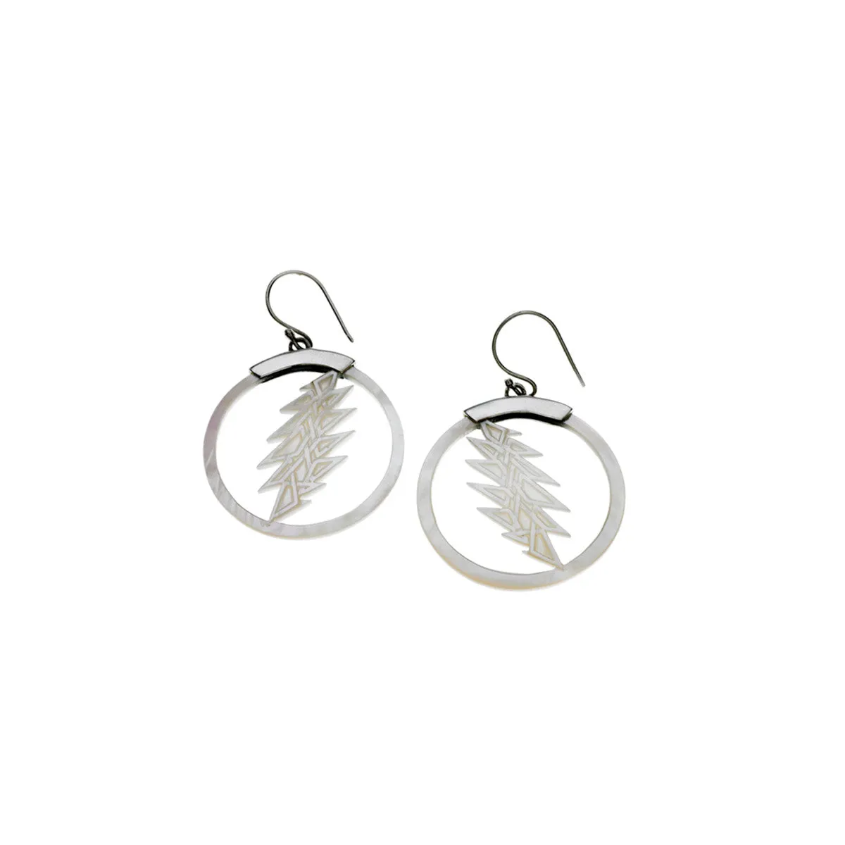 13 Point Lightning Bolt Sterling Silver Mother Of Pearl Drop Earring