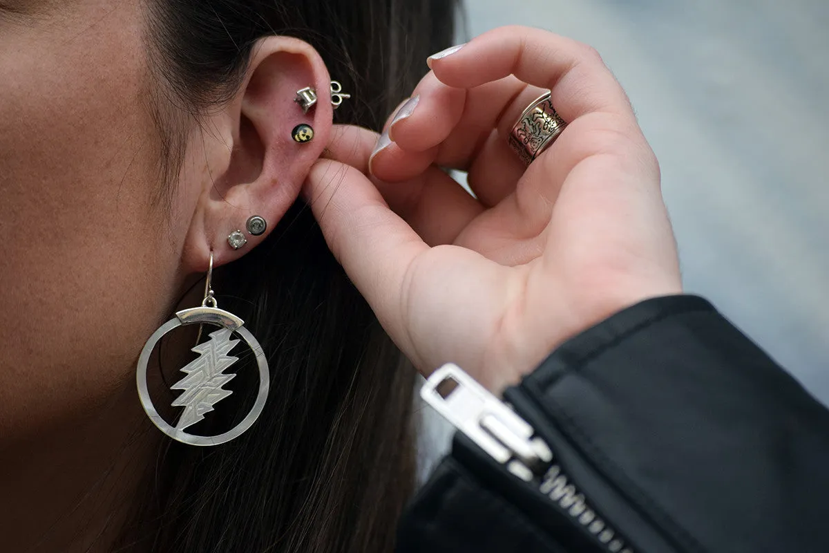 13 Point Lightning Bolt Sterling Silver Mother Of Pearl Drop Earring