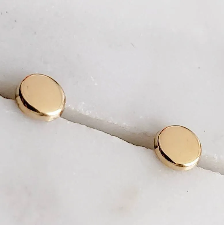 14K Gold Disc Studs