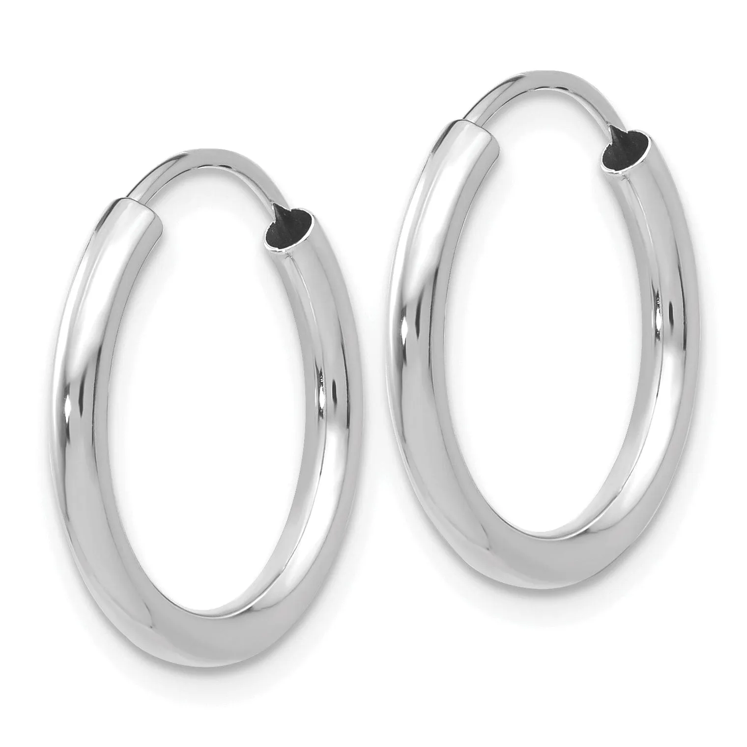 14k White Gold Polished Endless Hoop Earrings 2mm x 17.5 mm