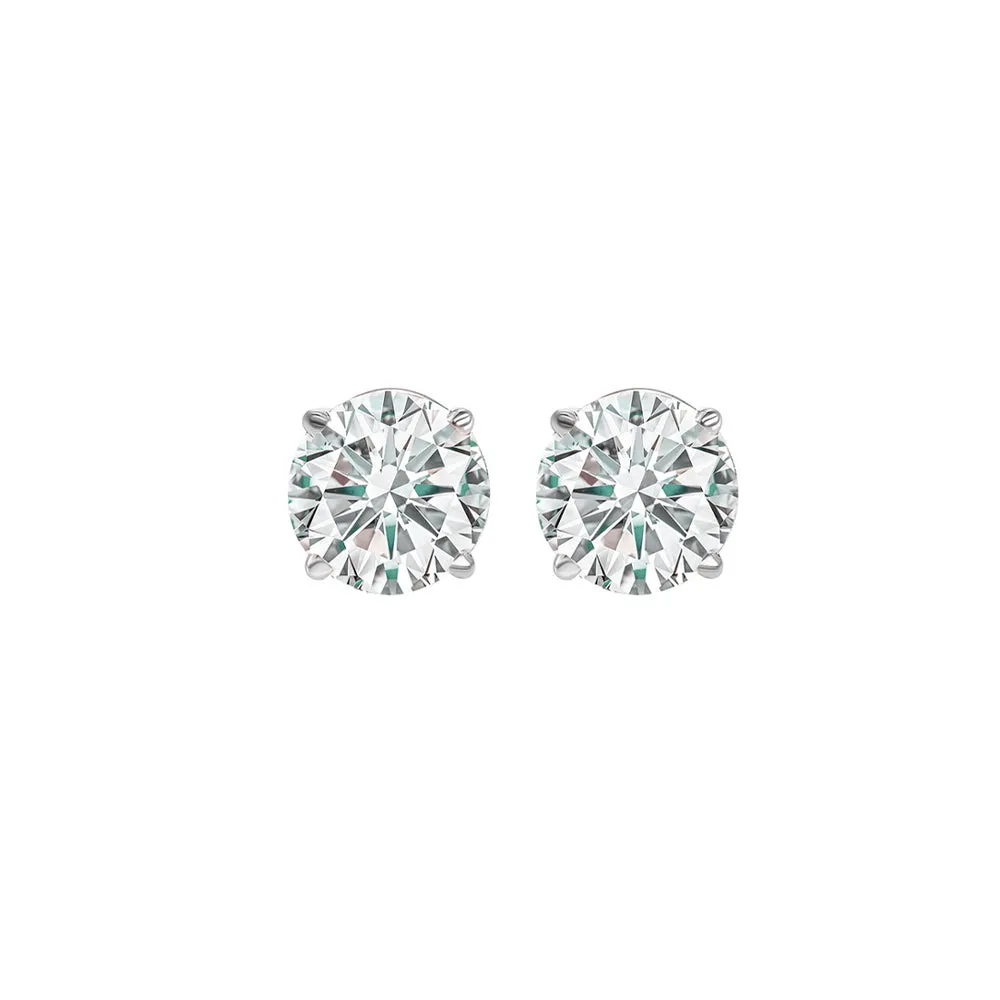 14KT White Gold & Diamond Classic Book Round Stud Earrings  - 1/2 ctw