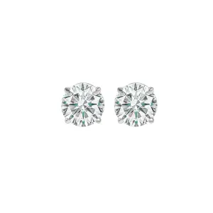 14KT White Gold & Diamond Classic Book Round Stud Earrings  - 1/2 ctw