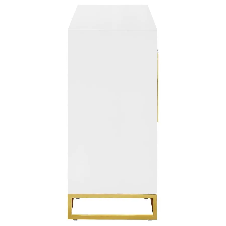 2-door Accent Cabinet with Adjustable Shelves White and Gold