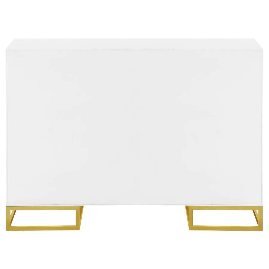 2-door Accent Cabinet with Adjustable Shelves White and Gold