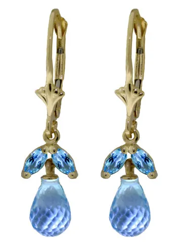 3.4 Carat 14K Solid White Gold Insight Blue Topaz Earrings