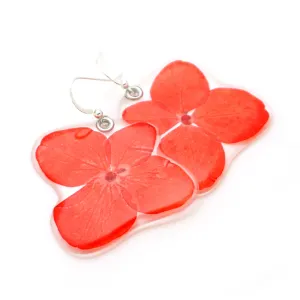 69218 Red Hydrangea flower earrings