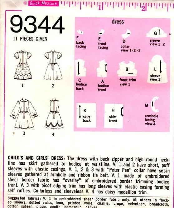 70s CUTE Little Girls Toddler Fancy Party Dress Pattern SIMPLICITY 9344 Retro Wedding Bridal Flower Girl Dress Size 8 Vintage Sewing Pattern UNCUT