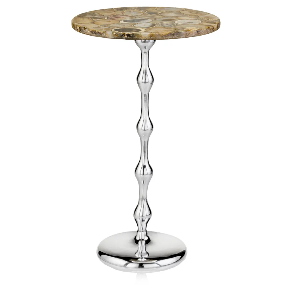 Agata Tall Side Table with Agate Top