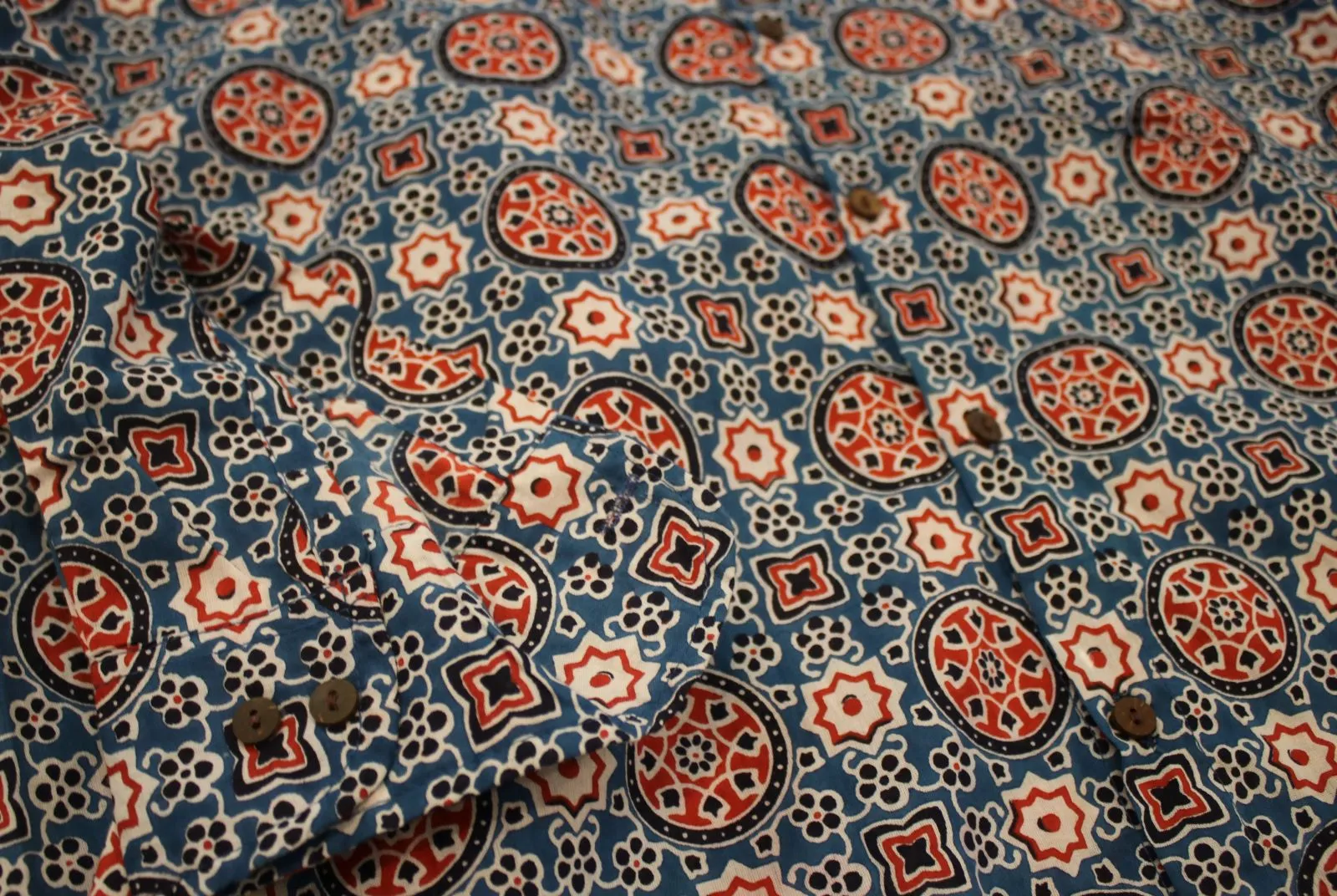 ajrak block print grandad shirt