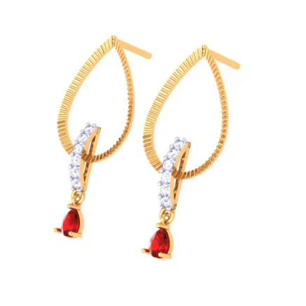 Attractive Stone Studded Gold Earring