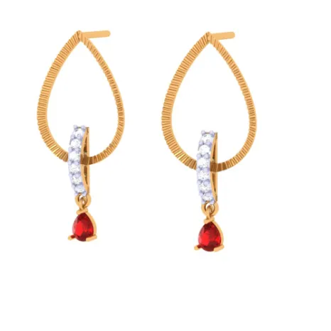 Attractive Stone Studded Gold Earring