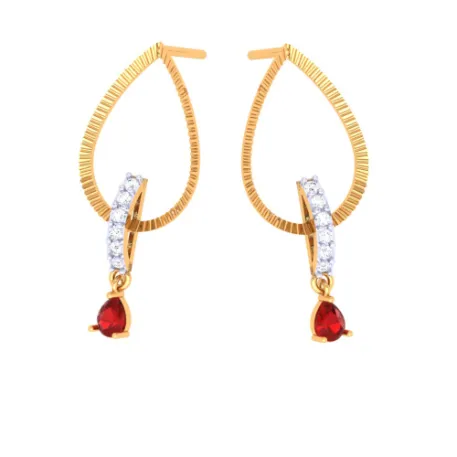 Attractive Stone Studded Gold Earring