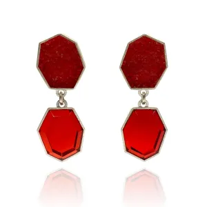 Babette Von Dohananyi - Red Geometric Glass Earrings