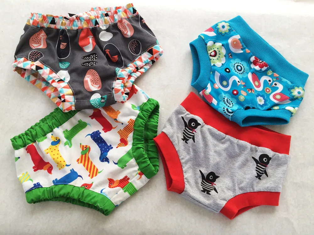 Baby & toddler diaper cover/ over pants pdf sewing pattern, 3  months - 4 years, boys & girls.