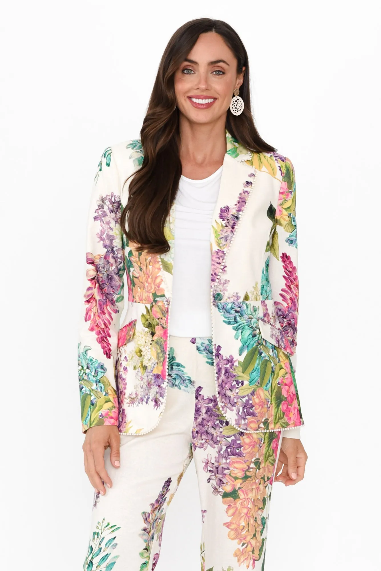 Bahia Wisteria Alba Linen Blend Blazer