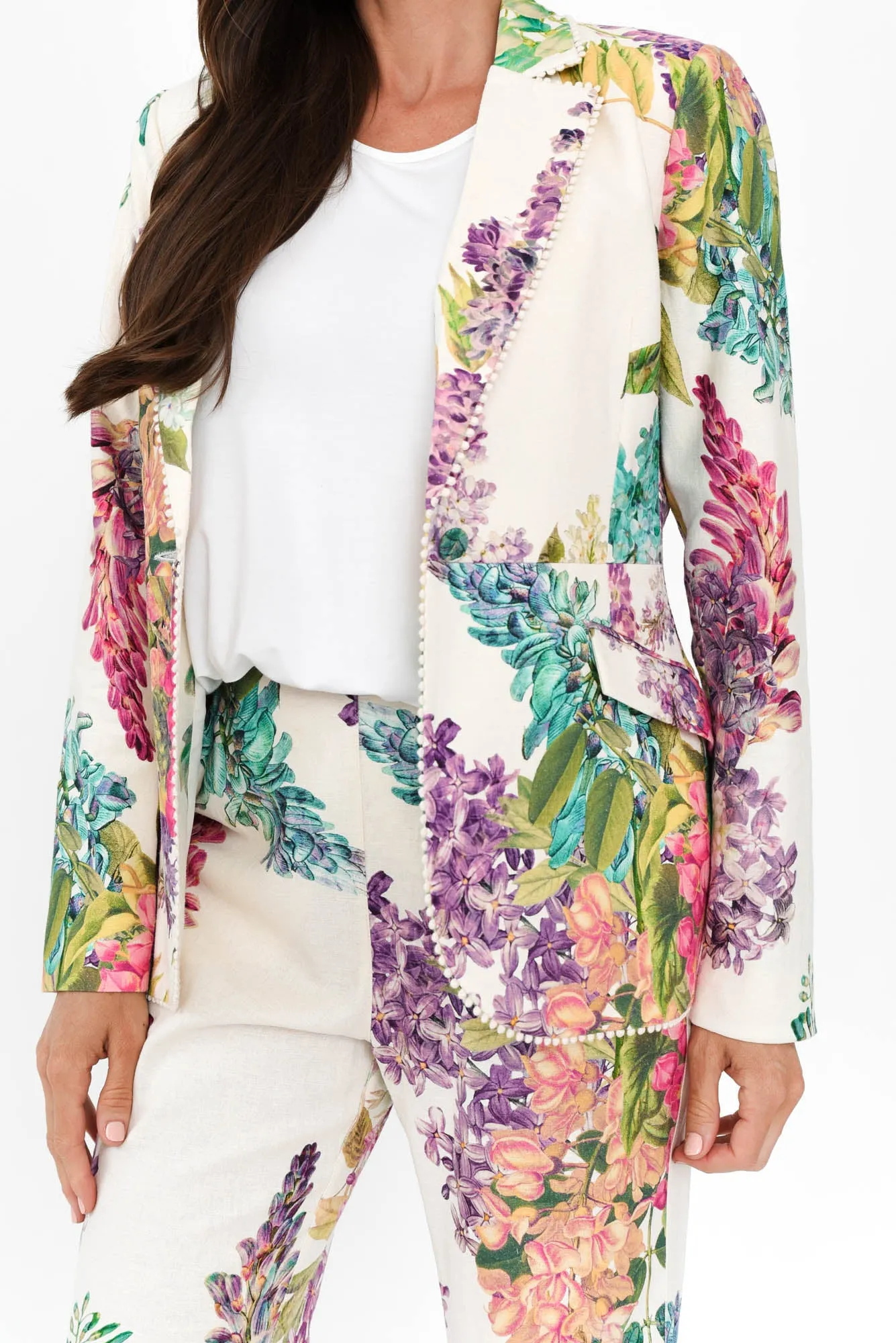 Bahia Wisteria Alba Linen Blend Blazer