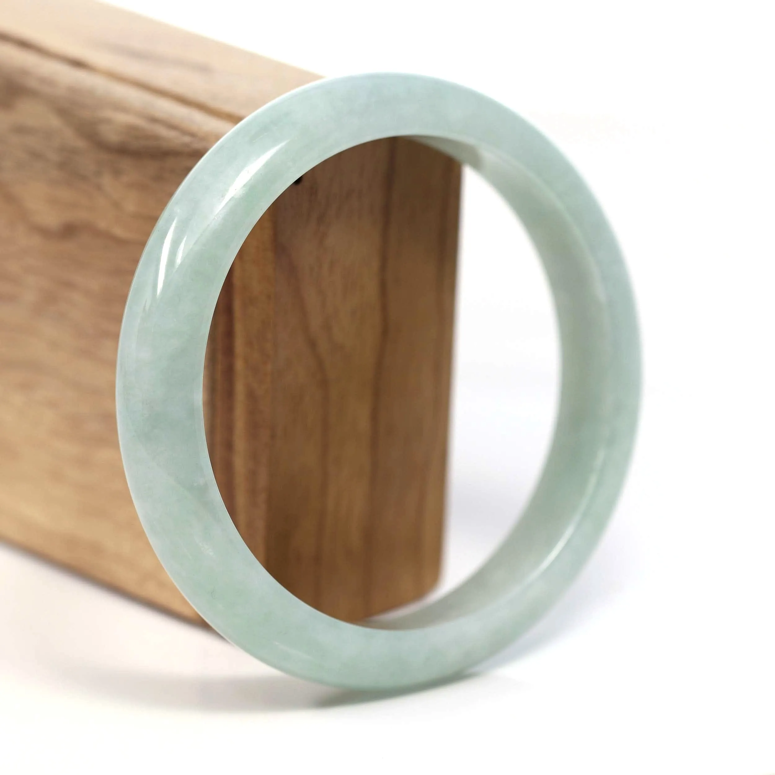 Baikalla™ "Classic Bangle" Genuine Burmese Green Jadeite Jade Bangle Bracelet (62.55mm) #T224