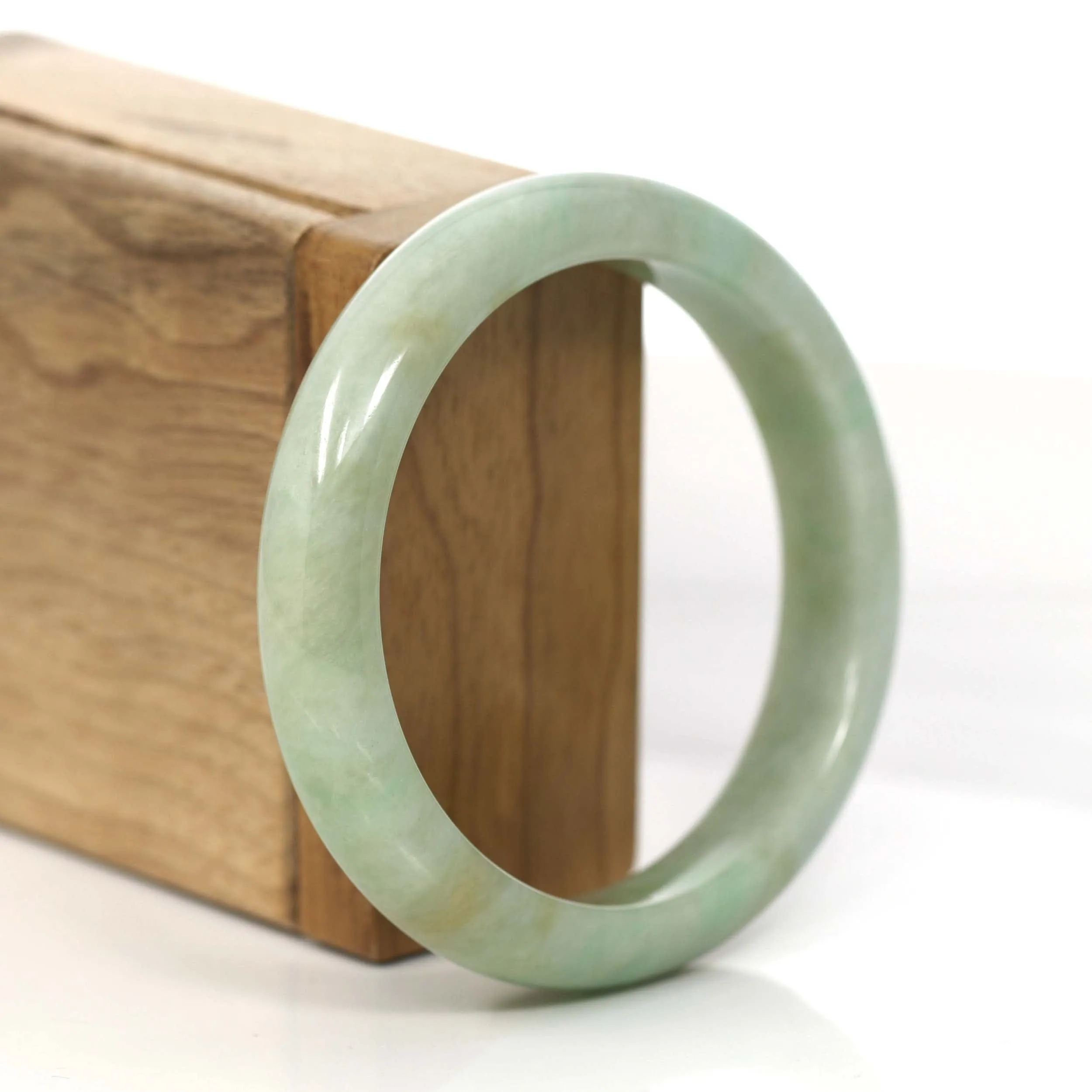 Baikalla "Classic Bangle" Yellow Green Natural Burmese Jadeite Jade Bangle (57.59 mm) #759