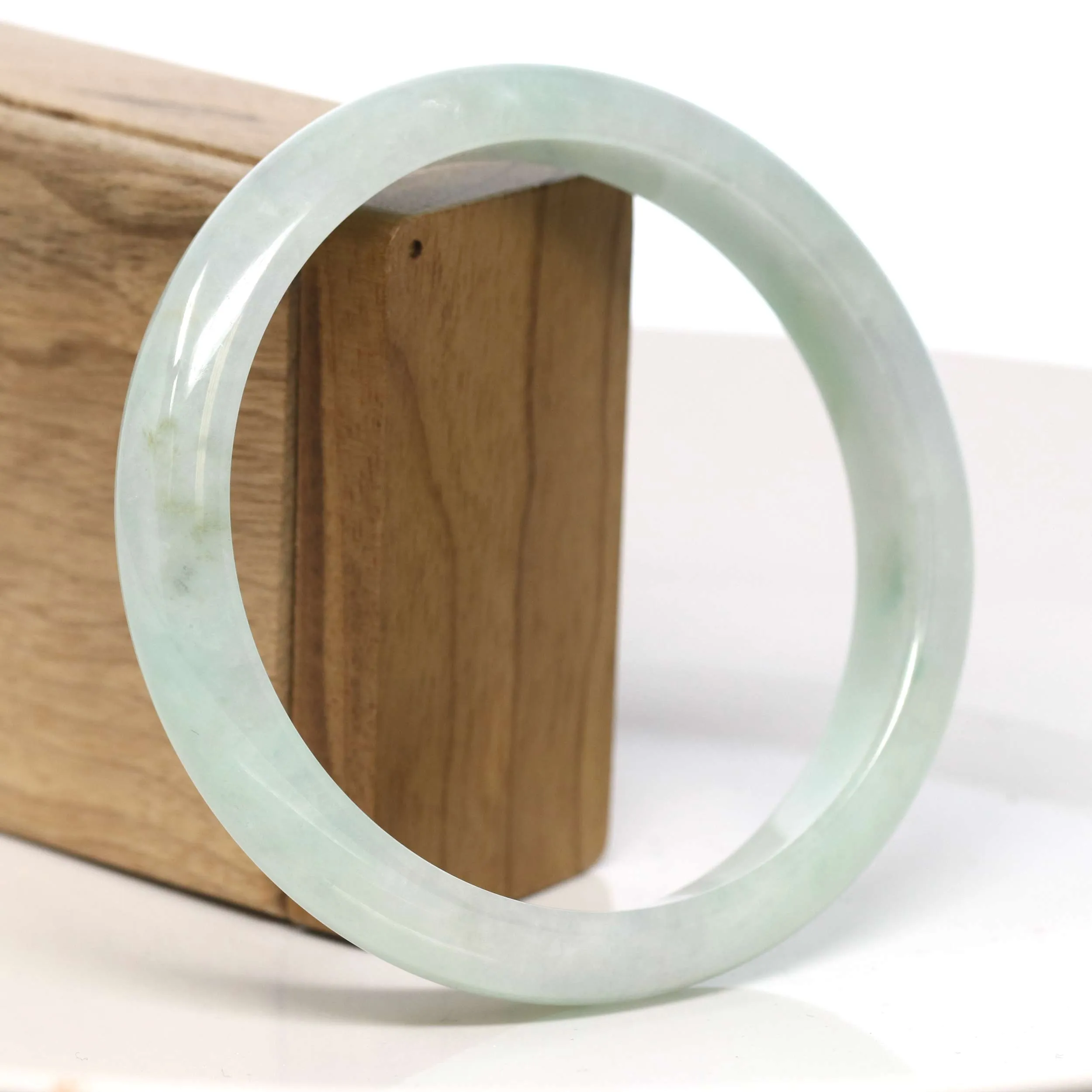 Baikalla "Half Round" Light Green Jadeite Jade Bangle Bracelet (68.10 mm) #T323