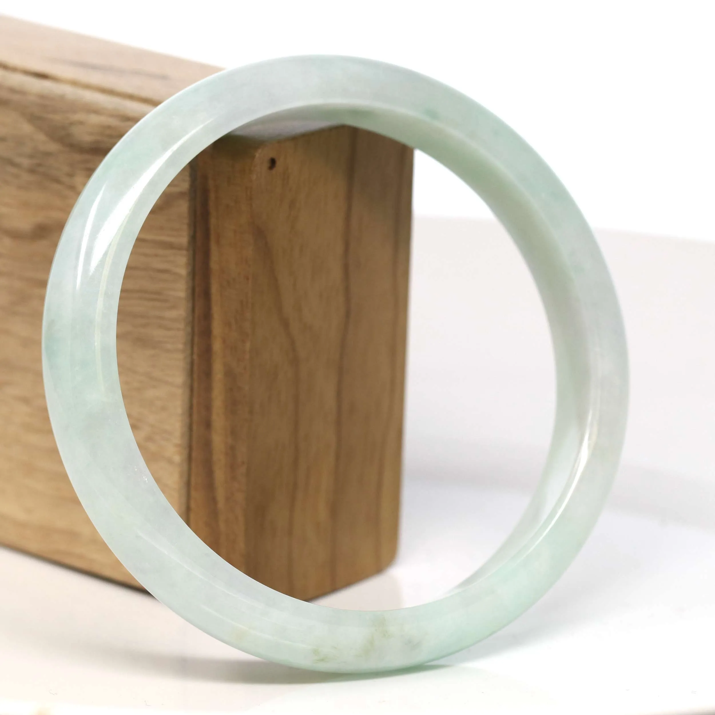 Baikalla "Half Round" Light Green Jadeite Jade Bangle Bracelet (68.10 mm) #T323