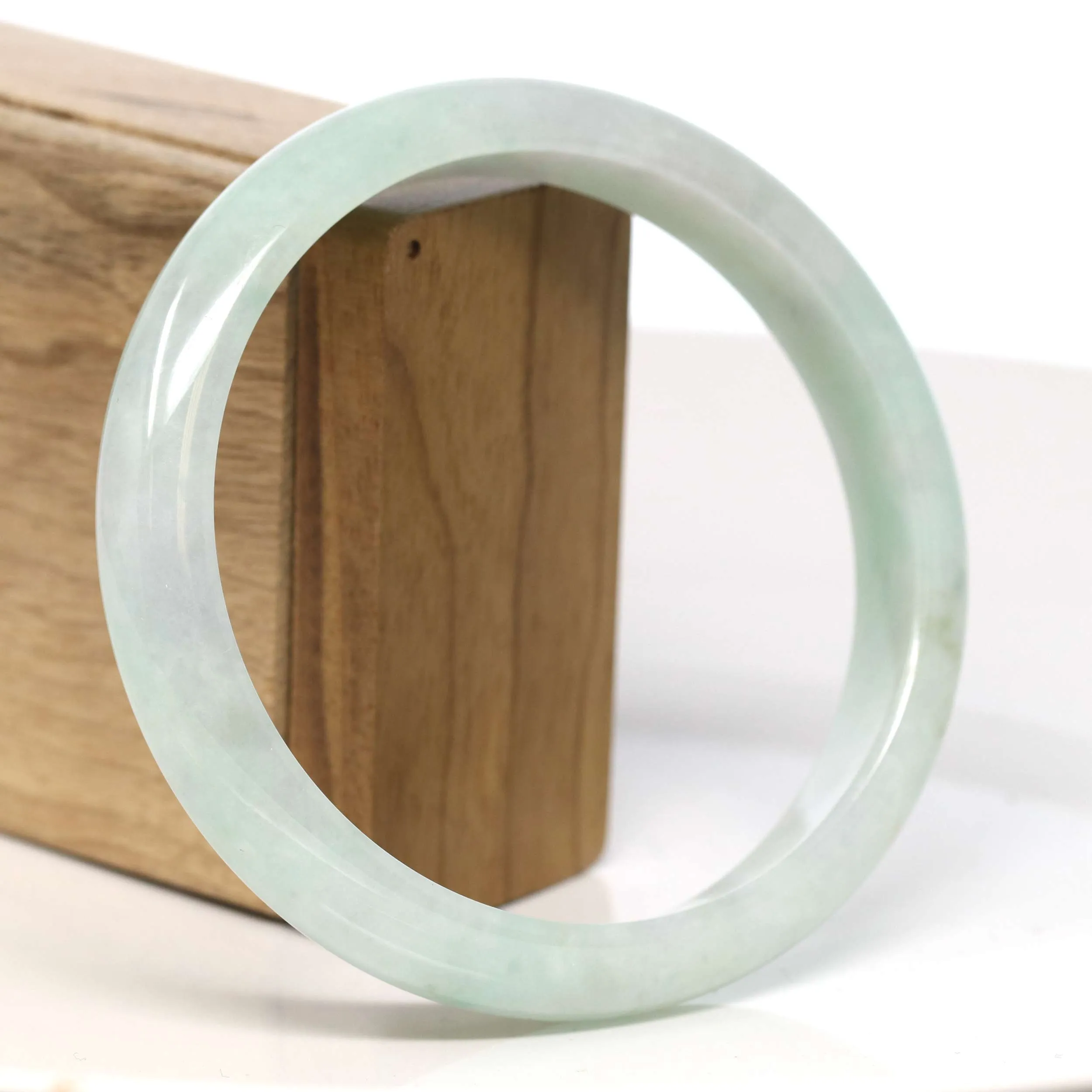 Baikalla "Half Round" Light Green Jadeite Jade Bangle Bracelet (68.10 mm) #T323