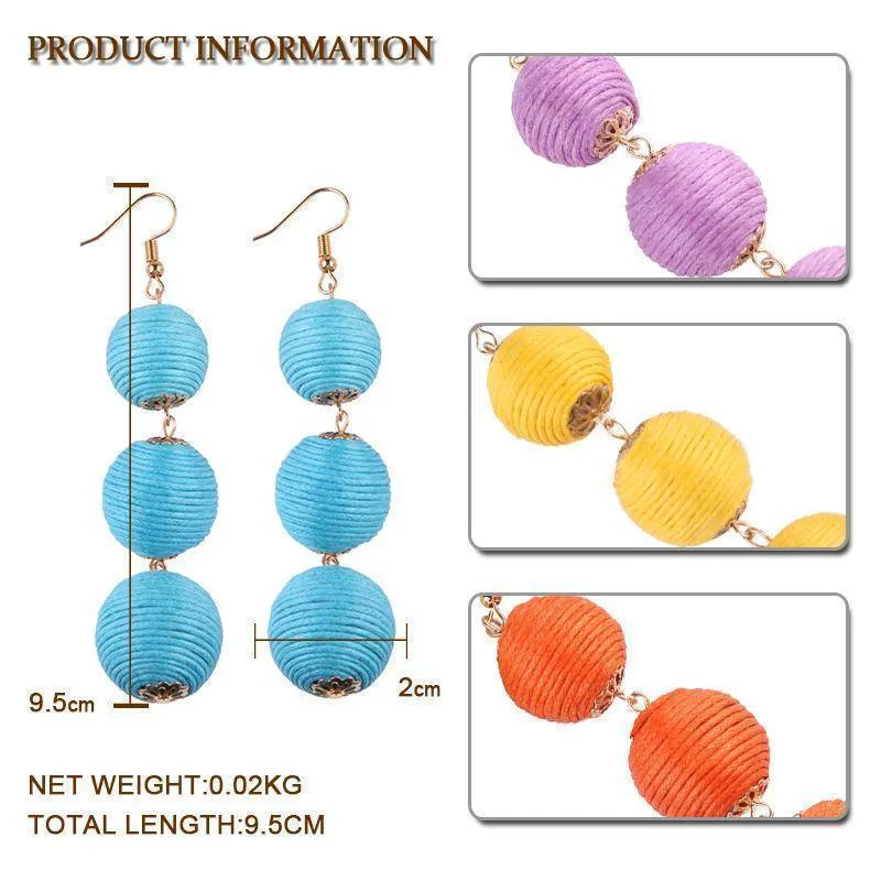 Ball Layer Color Drop Dangle Earrings