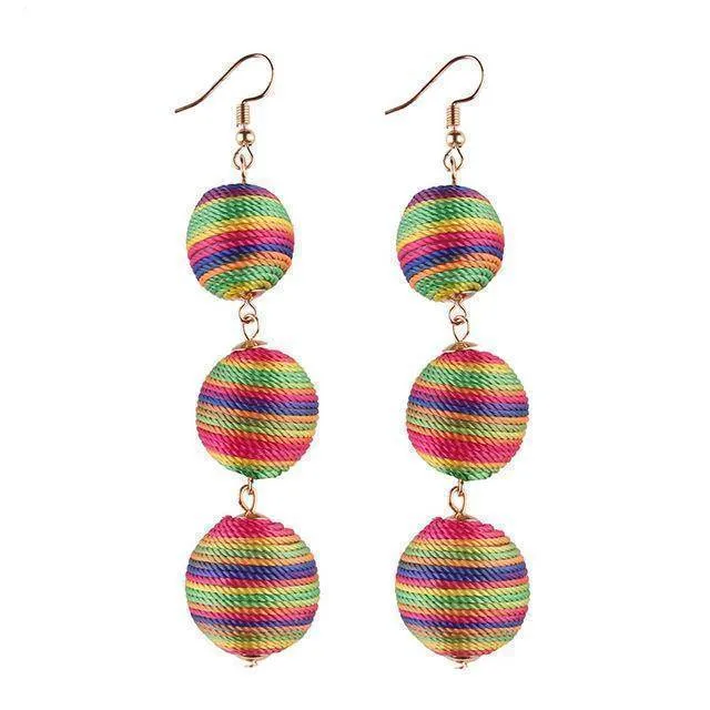 Ball Layer Color Drop Dangle Earrings