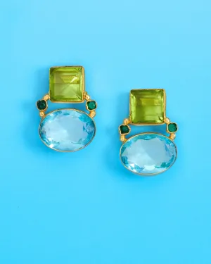 Berkley Geometric Earrings in Turquoise and Lime