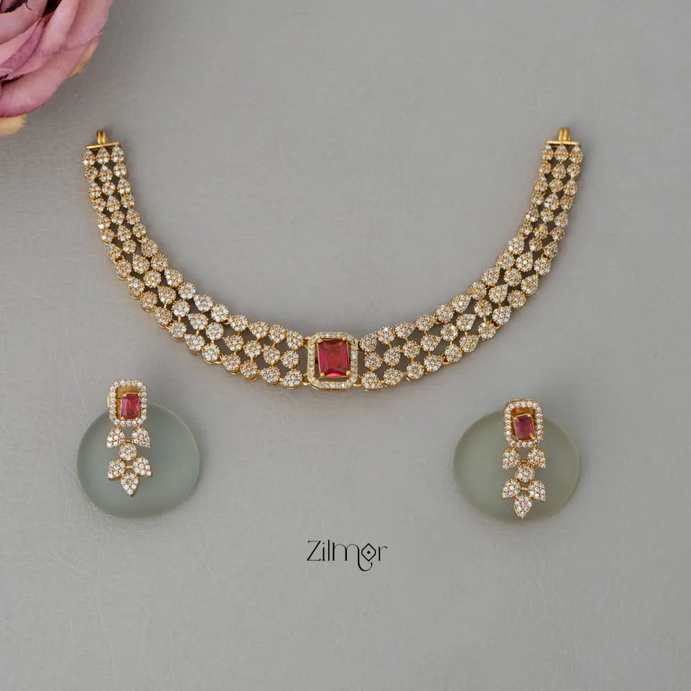 BH101072 - Premium Antique Necklace with 5 Interchangable stones Earring Set