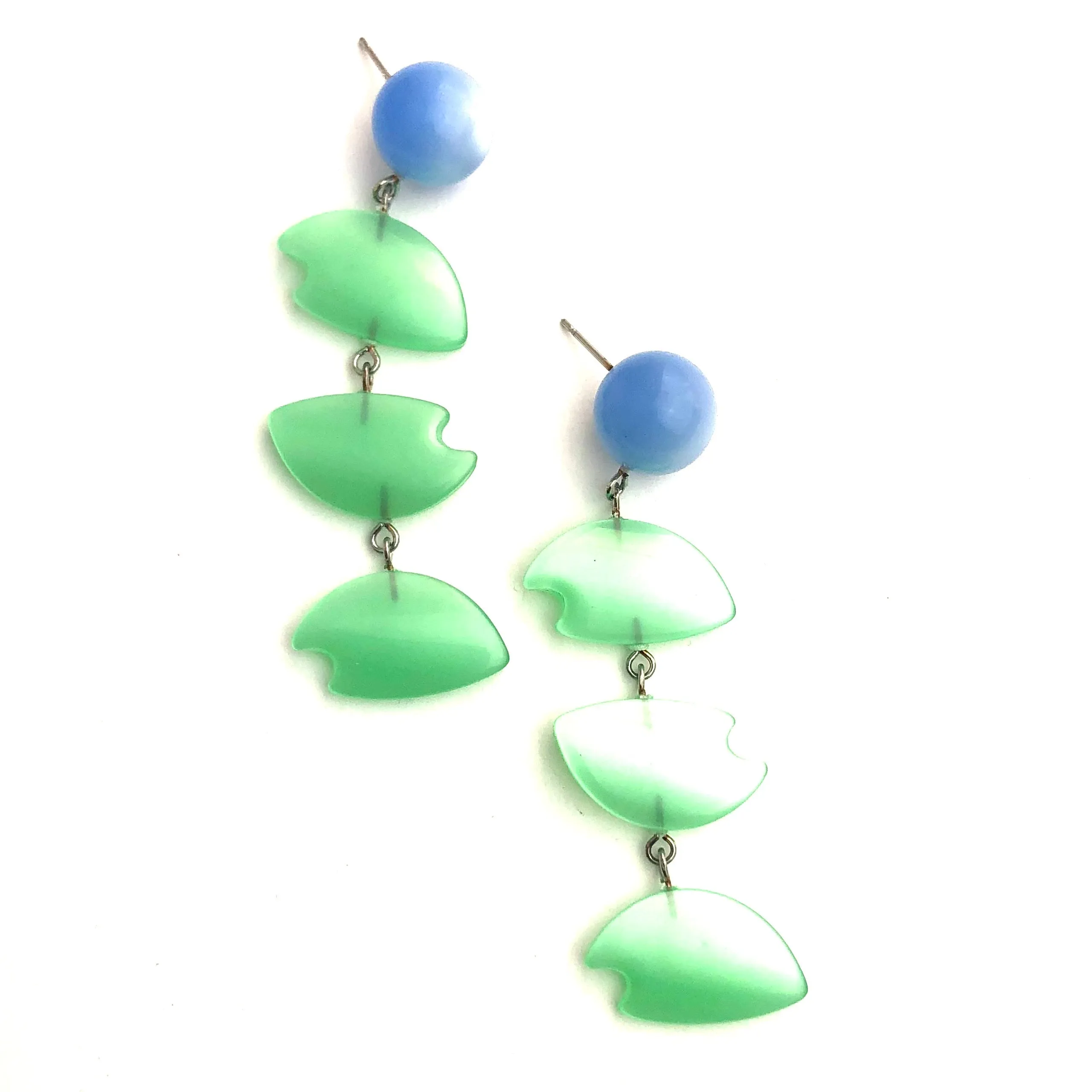 Blue & Mint Mid Mod Moonglow Statement Earrings *