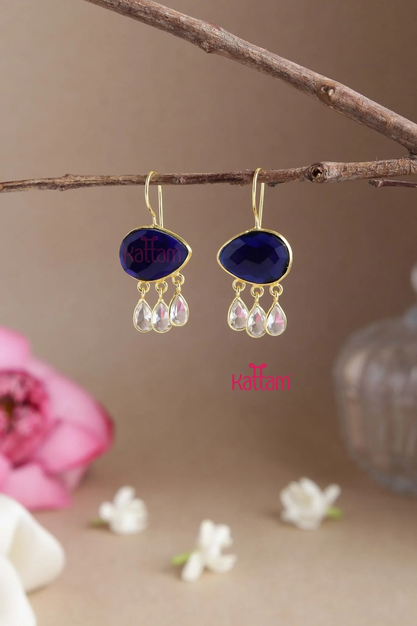 Blue GemStone Hook Earring