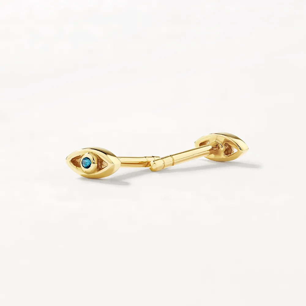 Blue Topaz Evil Eye Stud Earrings in 10k Gold