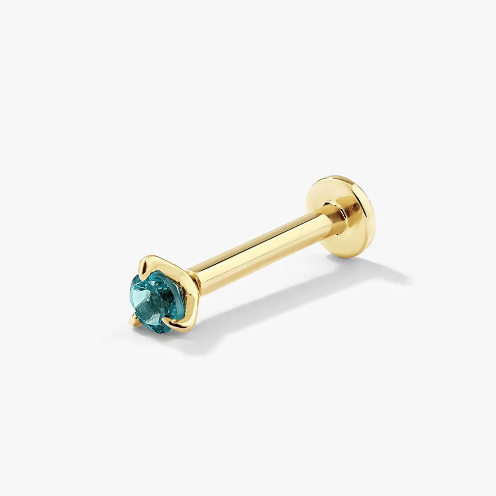 Blue Topaz Helix Single Stud Earring in 10k Gold