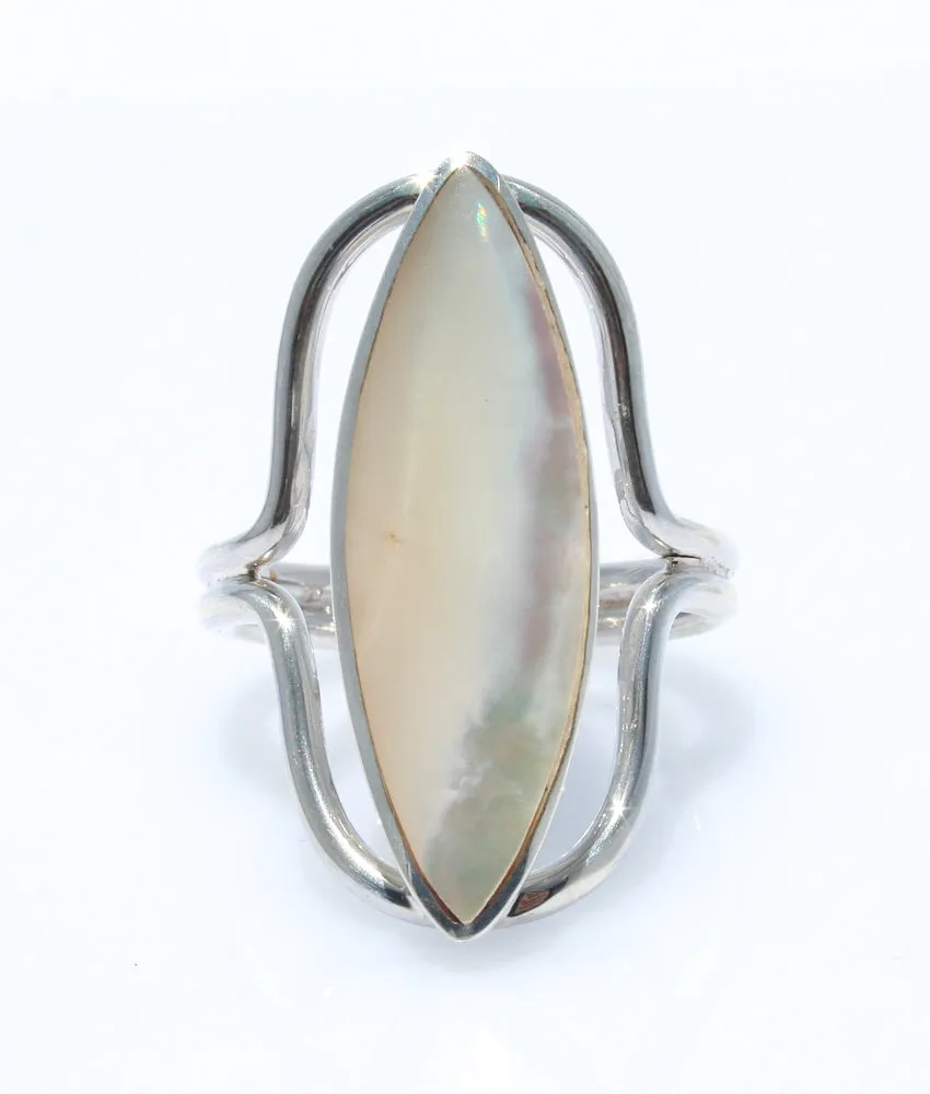 Boho Beach Mother of Pearl Silver Ring