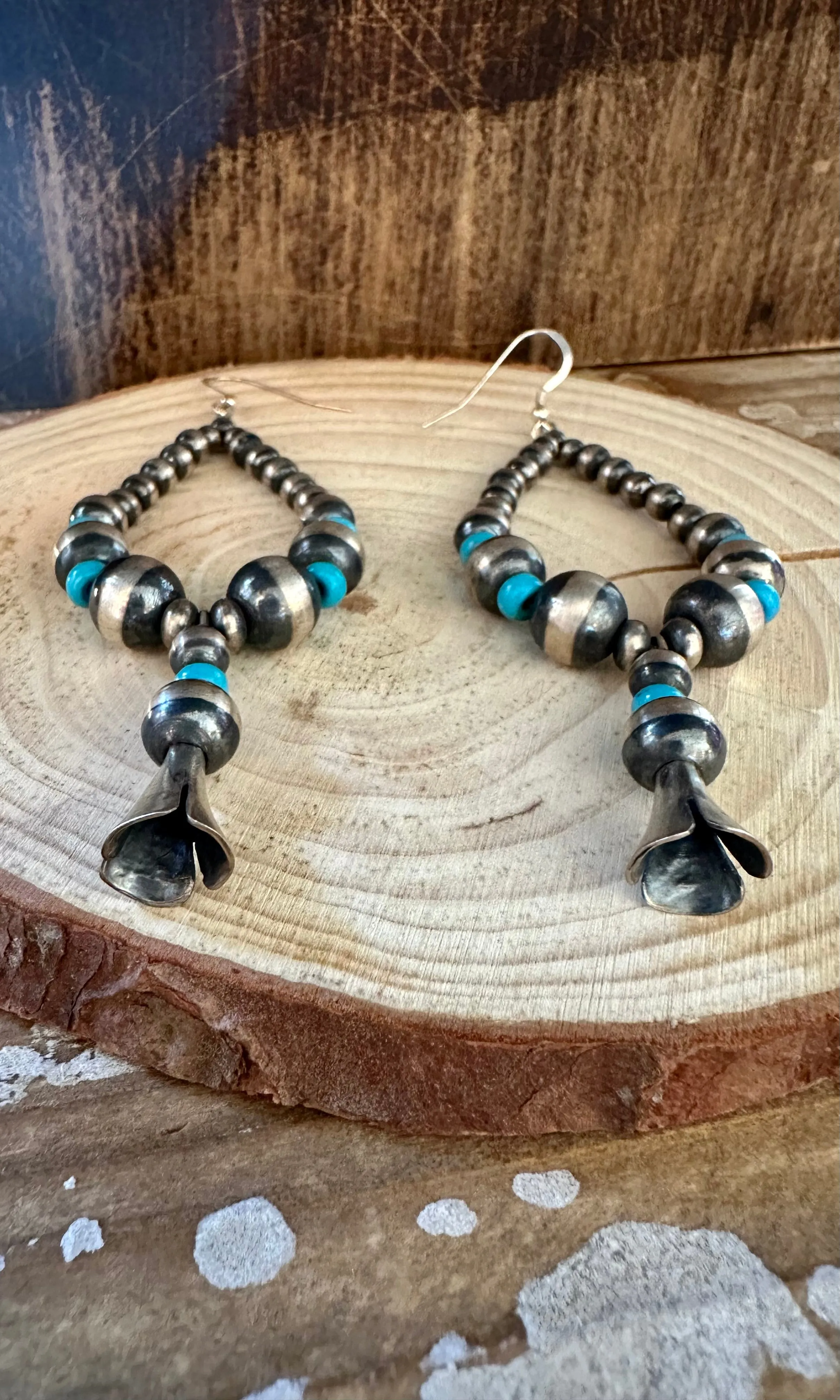 BOLD BEADED PROTECTION Sterling Silver and Turquoise Earrings