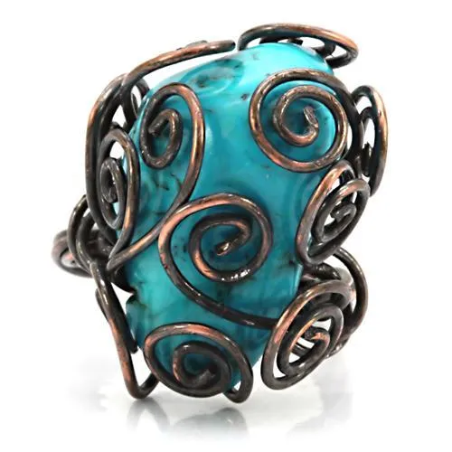 Brass Ring Synthetic Turquoise LOA597 for Women Style Antique