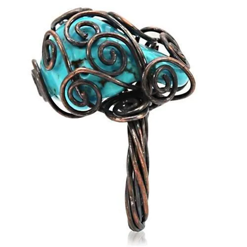 Brass Ring Synthetic Turquoise LOA597 for Women Style Antique