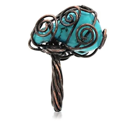 Brass Ring Synthetic Turquoise LOA597 for Women Style Antique