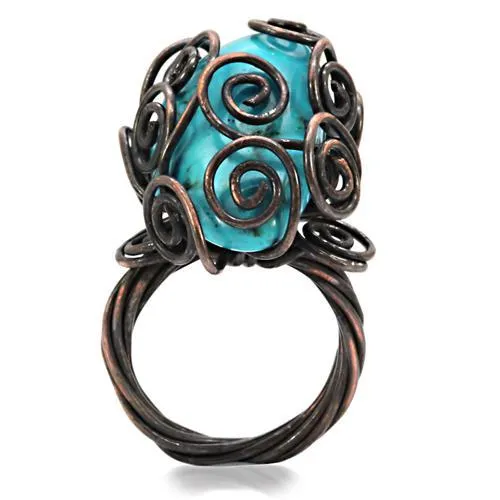 Brass Ring Synthetic Turquoise LOA597 for Women Style Antique