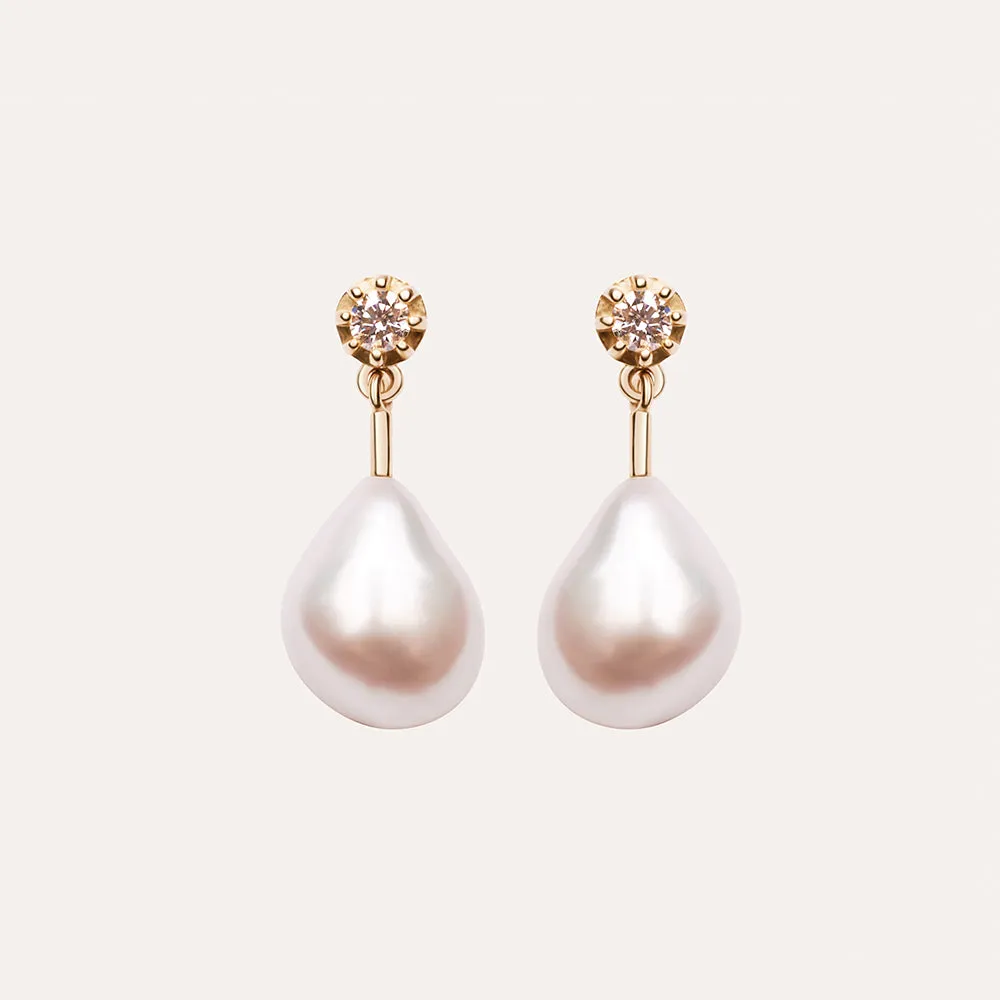 Brilliance Baroque Pearl Earrings in 14kt Gold Over Sterling Silver