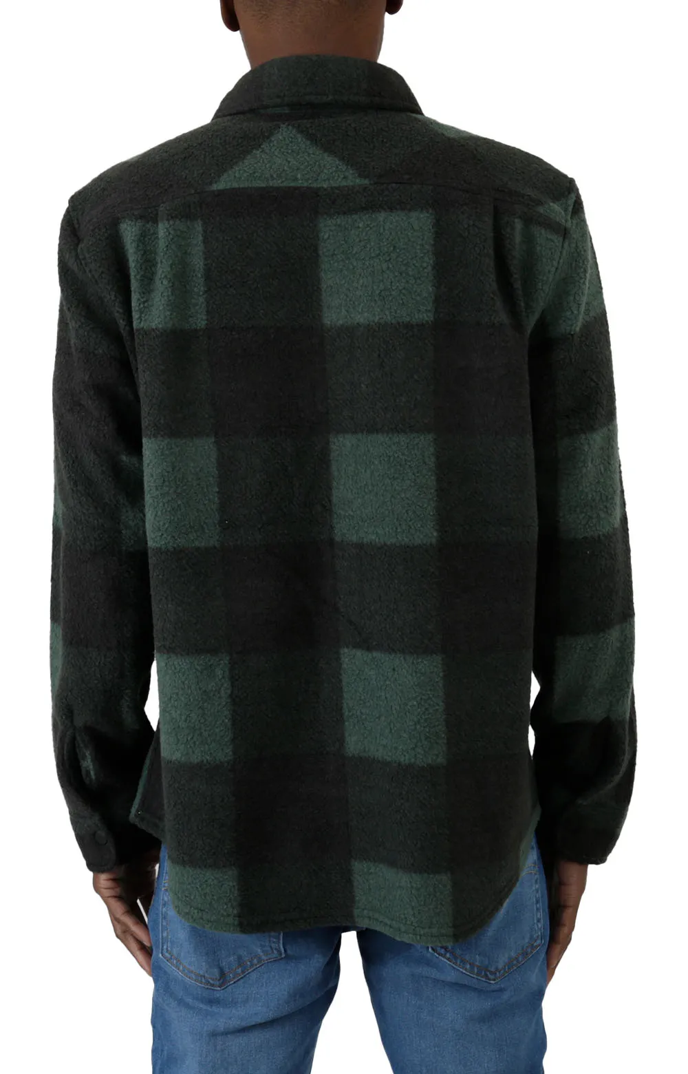 Brixton Bowery Long Sleeve Stretch Fleece Shirt - Dark Green/Black