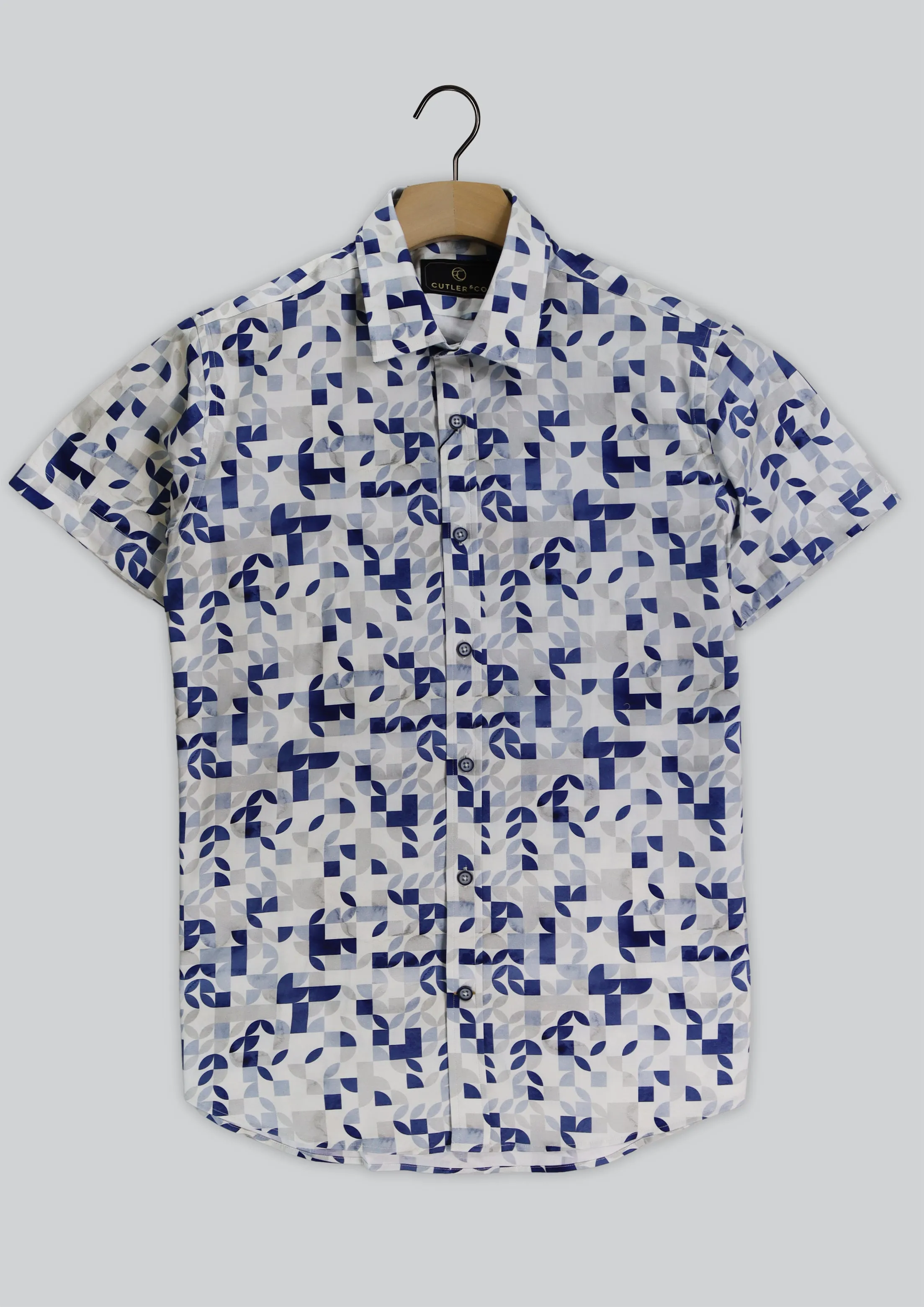 Brody Short Sleeve Print Shirt: Sky