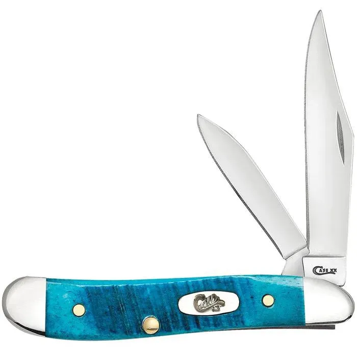 Case 25596 Caribbean Blue Bone Sawcut Jig Peanut Knife