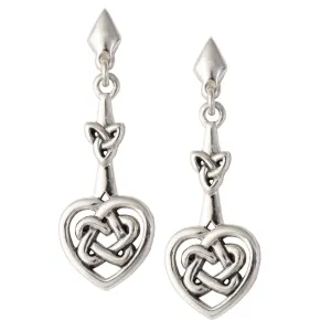 Celtic Heart Silver Post Earrings