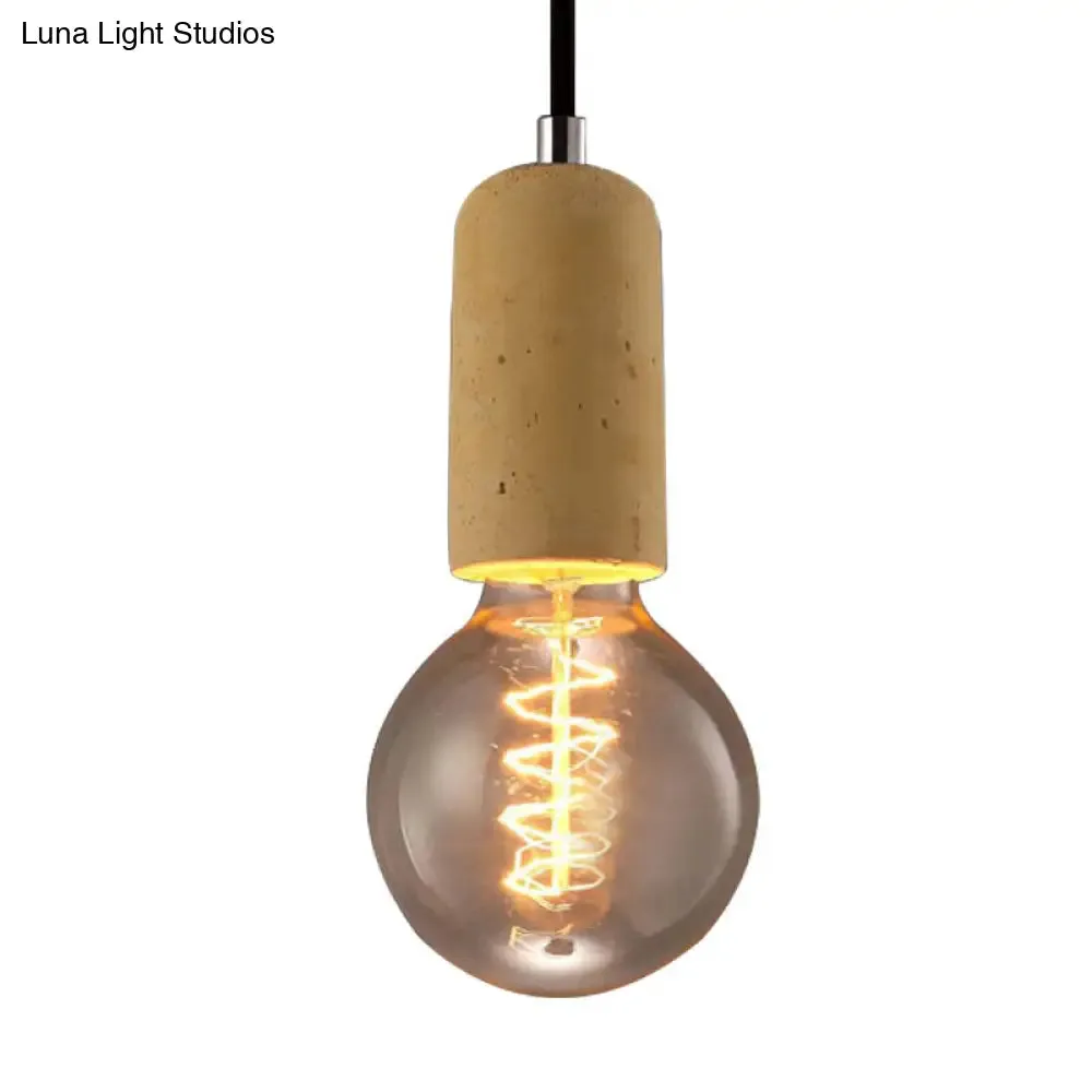 Cement Pendant Lamp - Open Bulb, Minimalist Style, 1-Light, Ideal for Cafes and Restaurants